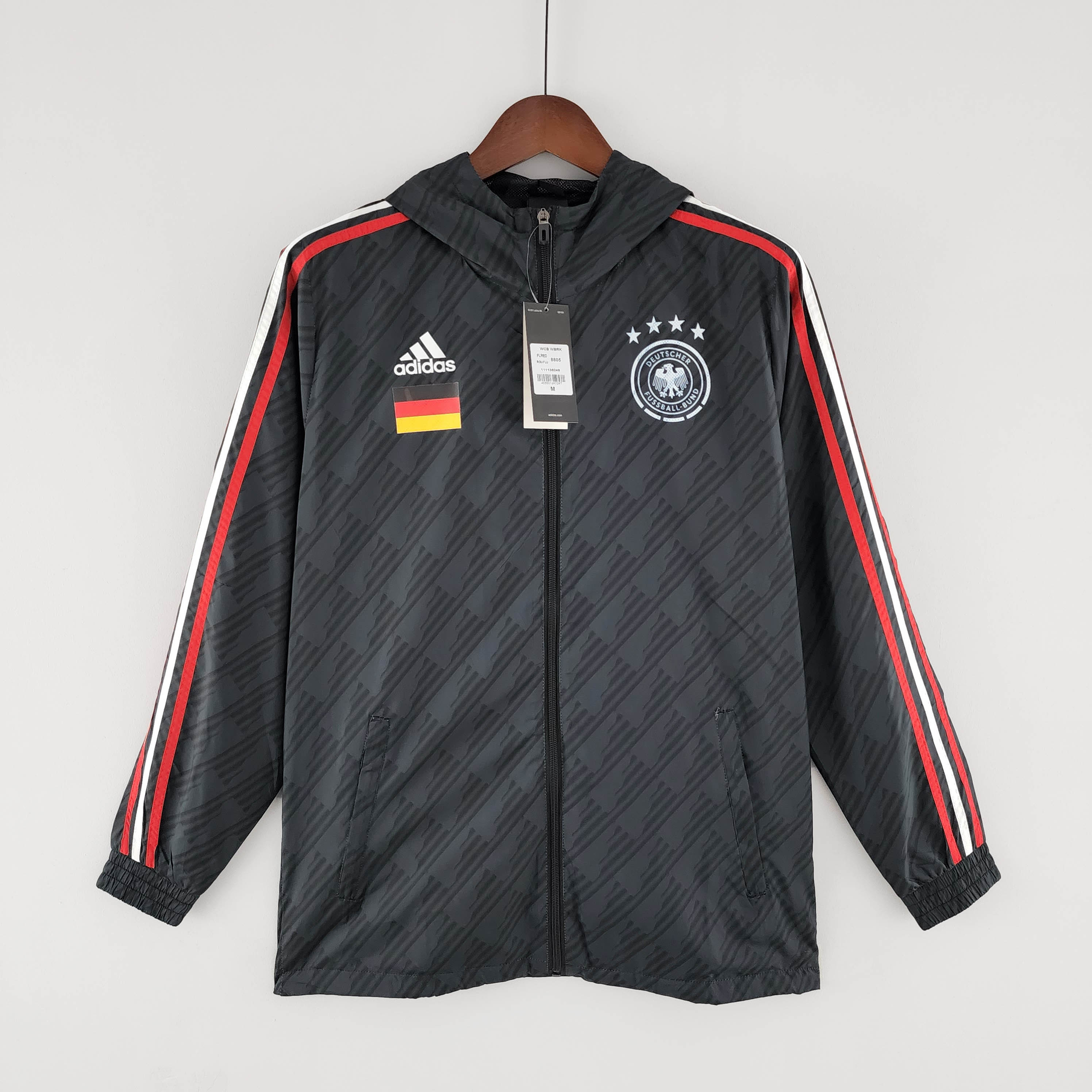 2022 Germany Windbreaker Black Red And White EdgeFootball Shirt 1:1 Thai Quality