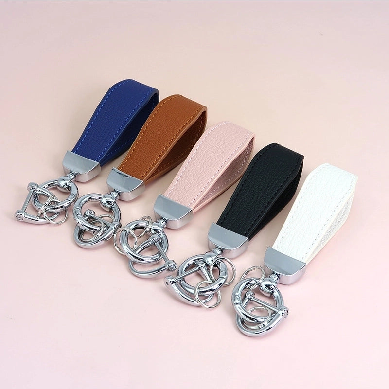 Minimalist Classic Style Solid Color Pu Leather Alloy Unisex Bag Pendant Keychain