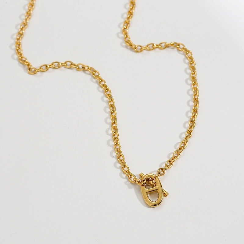 Basic Pig Nose 304 Stainless Steel Toggle Pendant Necklace