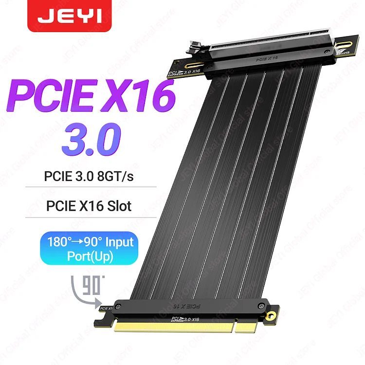 JEYI PCIE 4.0 Riser Cable 90 Degree, PCIe 3.0/4.0 x16 Extension