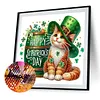 St. Patrick's Day Katze speziell geformte 5D DIY Teilbohrer Diamanten Punkte, Edelsteinkunst-Kits f&uuml;r Erwachsene, Anf&auml;nger, Wohndekoration, Diamanten,