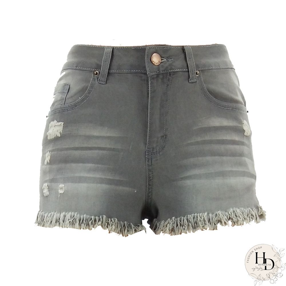 Printed Paneled Gothic Denim Shorts
