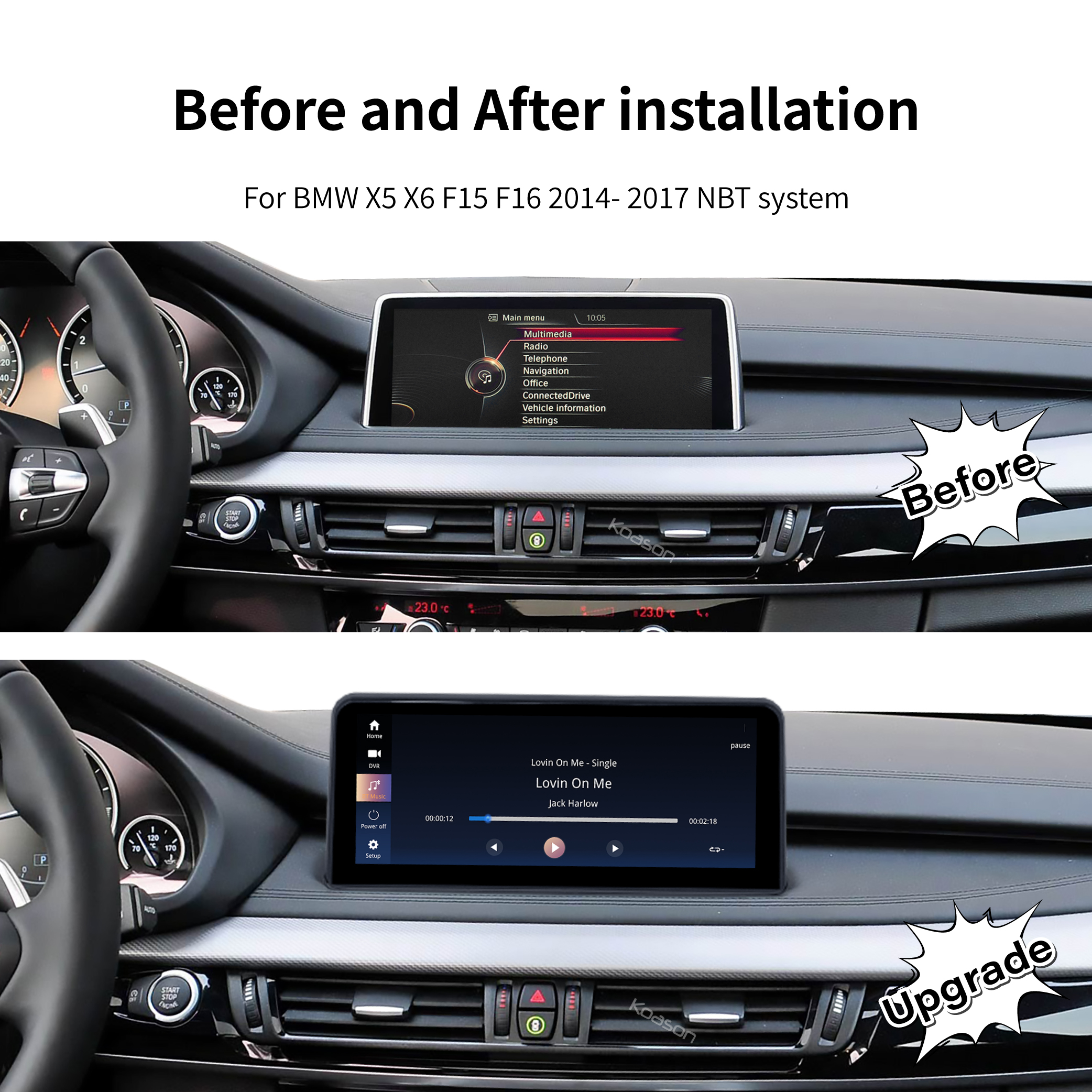 KOASON Linux Apple CarPlay Android Auto TouchScreen OEM Retrofit Upgrade Monitor for BMW X5 F15 X6 F16