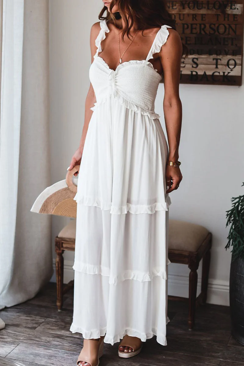 Fashion Street Solid Spaghetti Strap Princess Dresses
