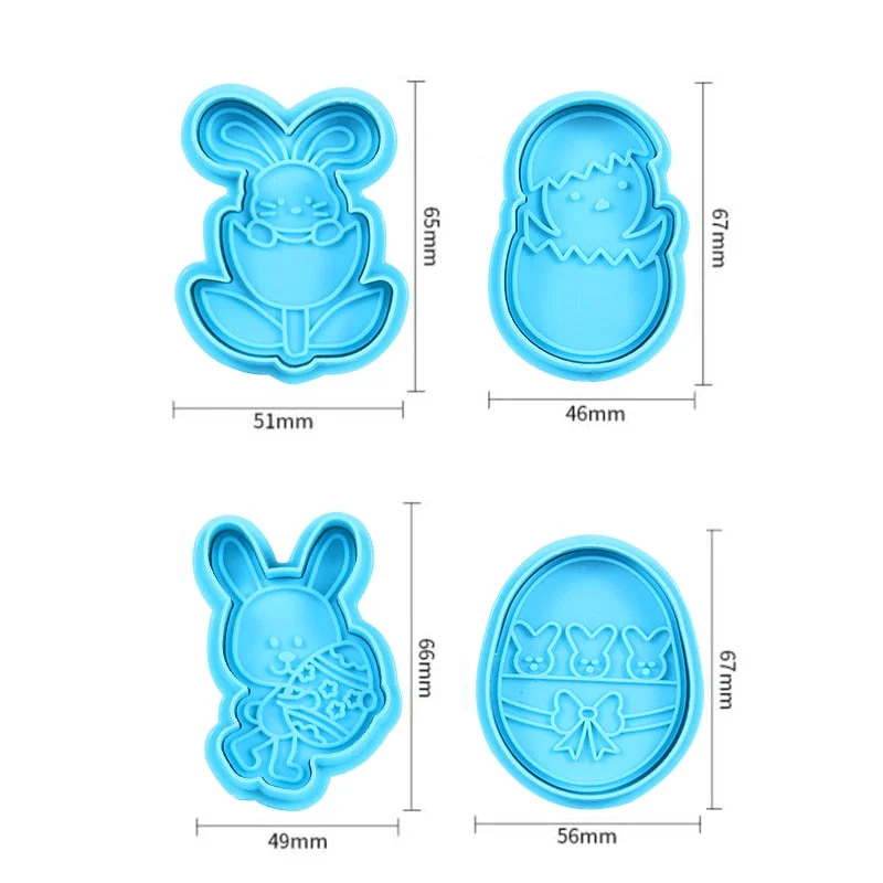 1Set Easter Plastic Cookie Cutter Rabbit Egg Biscuit Cutter 3D Cartoon Bunny Molds Baking Tools Party Cupcake DIY Supplies