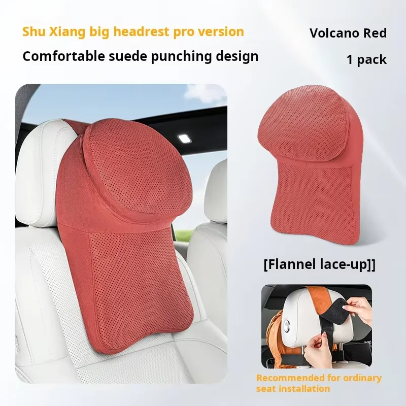 Luxurious Car Headrest Double-Layer Construction Suede Covering Perforated Design for Ventilation Comfortable Feel Fur Material
