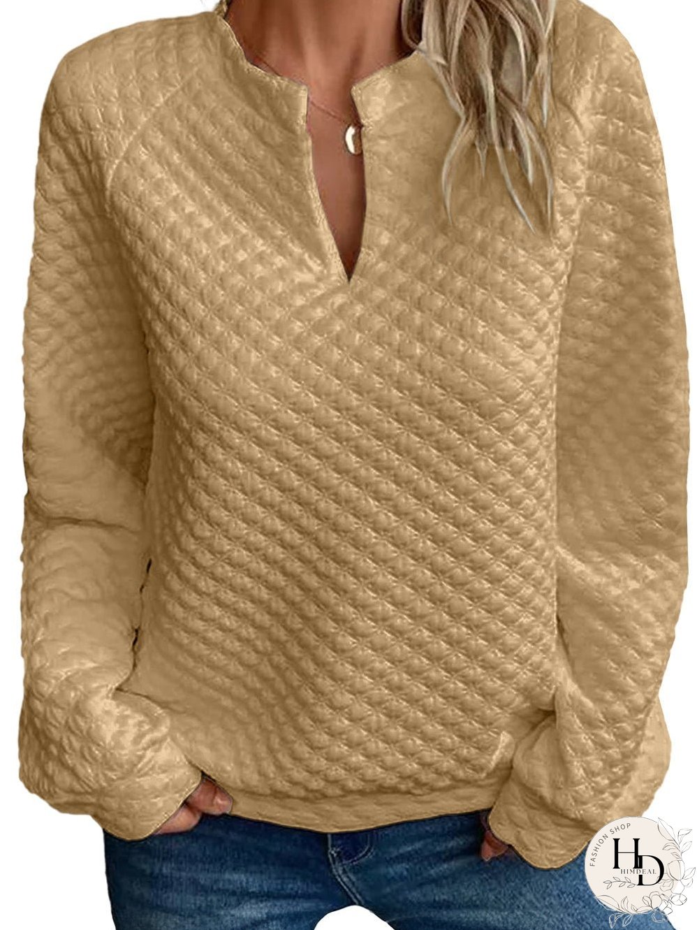 Women's Casual Long Sleeve Quilted Top