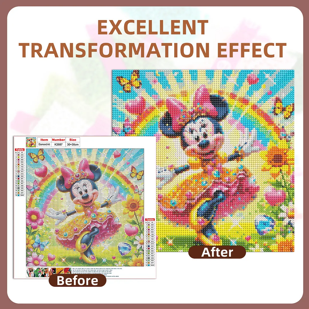 Rainbow Garden Minnie Full DIY 5D Round Drill Diamond Painting Kits for Adults/Beginners Home Decor Diamond Dots Paintings Picture Arts Craft 30x30cm