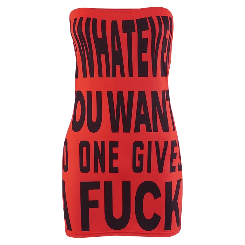 Churchf Spring Model Of 2024 Headless Letter Printing High-Waisted Ass Casual Women's Dress Direct Sales