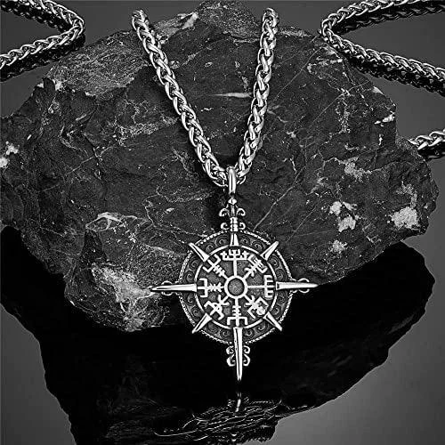 Retro Viking Compass Stainless Steel Norse Pendant