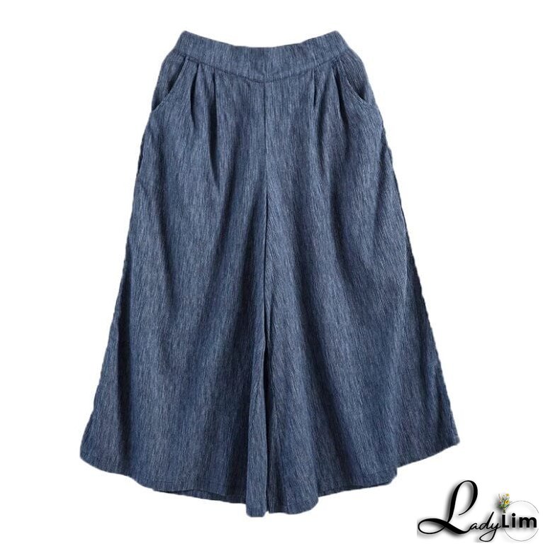 Causal Summer Cotton Solid Wide Leg Pants