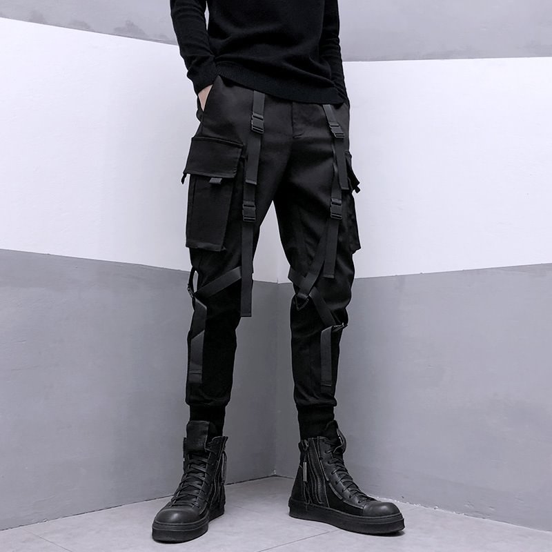 Tactical multi-pocket streamer paratrooper overalls street fashion brand harem pants