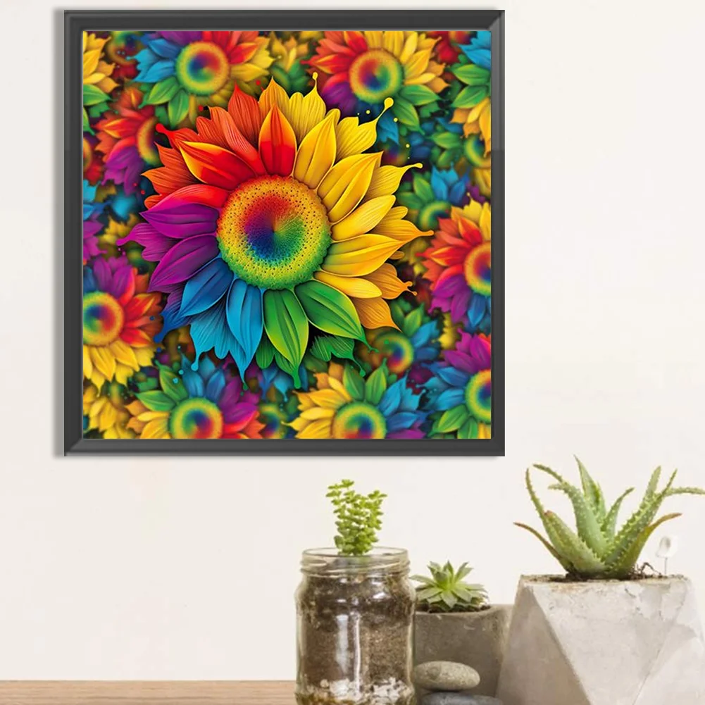 Partial AB Diamond Painting - Full Round Drill - Rainbow Gerbera(Canvas|45*45cm)