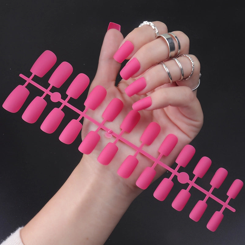 Solid Color Long Square Head Frosted Nail Art Patch Wearing Nail Piece Semi-finished Fake Nail Multicolor Strip Nail Art