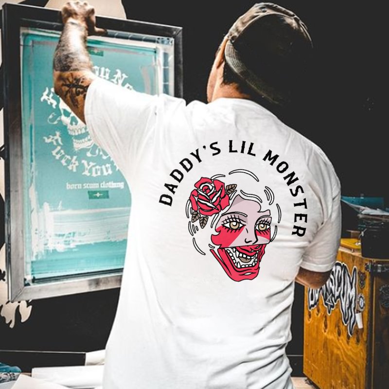 DADDY'S LIL MONSTER printed loose T-shirt designer - Krazyskull