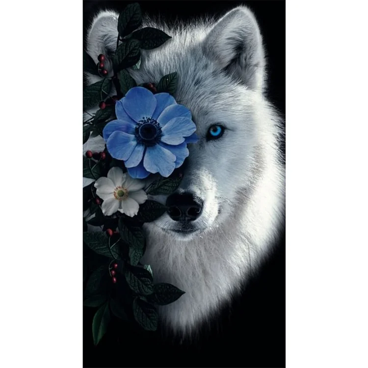 Flower Wolf 40*80CM(Canvas) Full Round Drill Diamond Painting gbfke