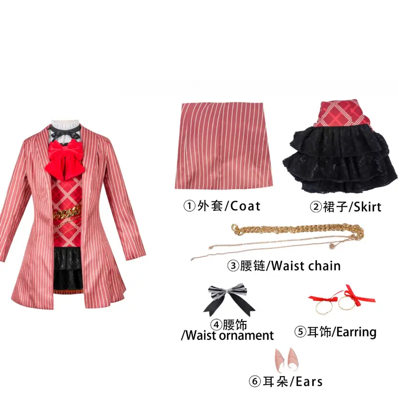 [Wetrose] In Stock Arknights Haruka Red Plaid Striped Coat Game Outfit Cosplay Costume 