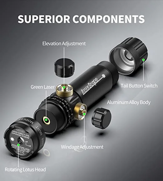 ohhunt® Green Dot Laser Sight with Picatinny Rail Mount - Include Barrel Mount & Cable Switch