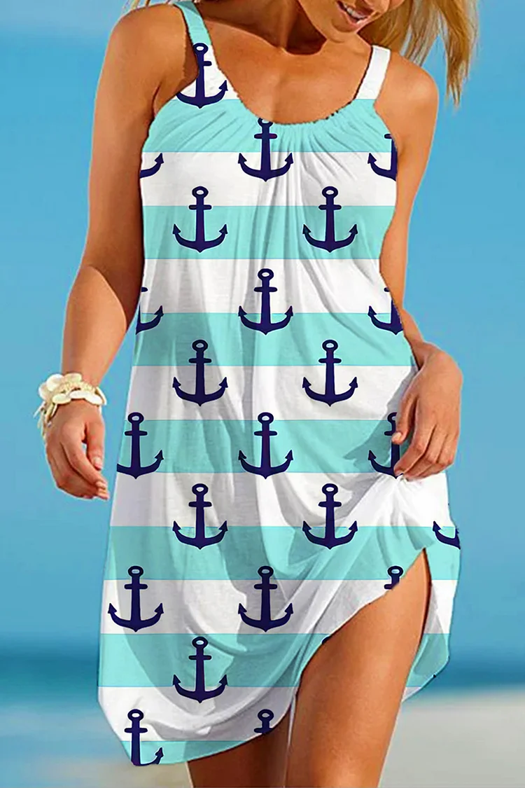 Anchor Printing Beach Dress