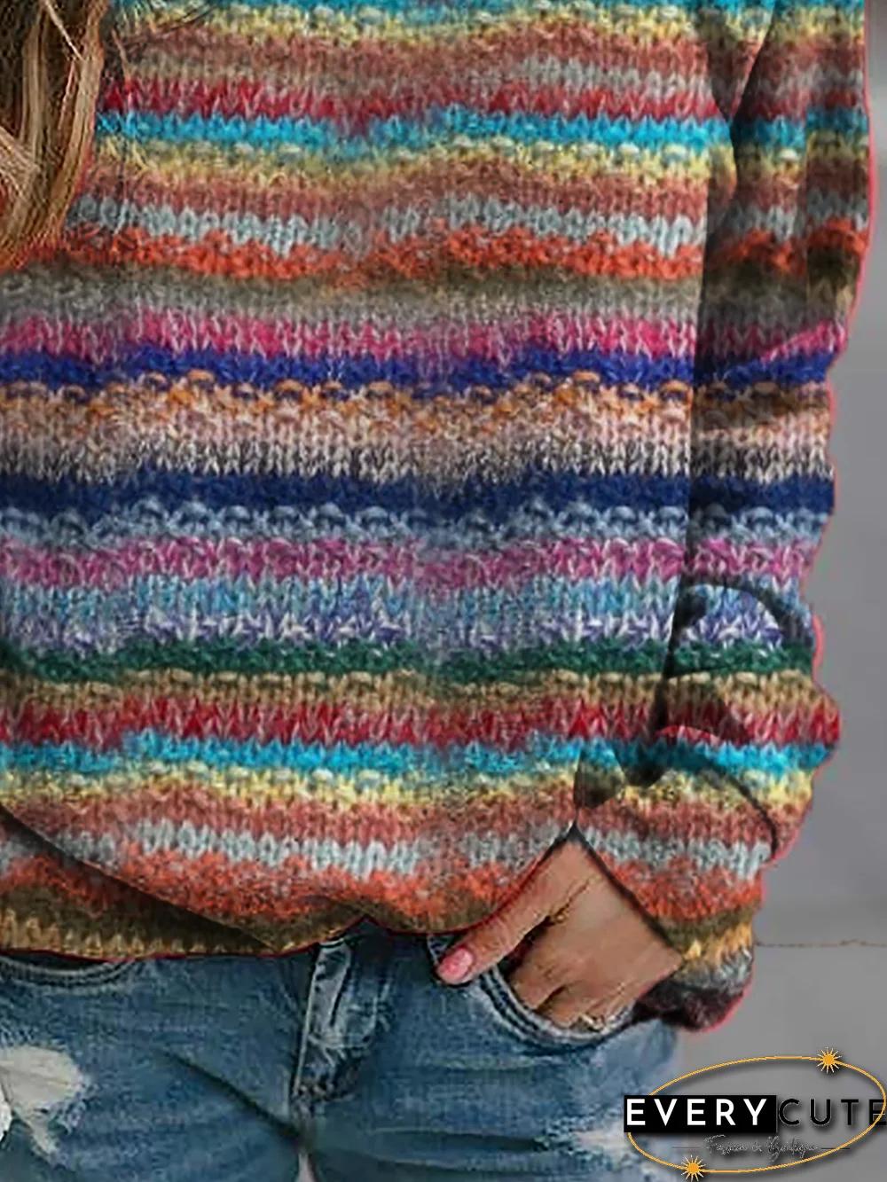 Plus size Long Sleeve Casual Striped Shirts & Tops