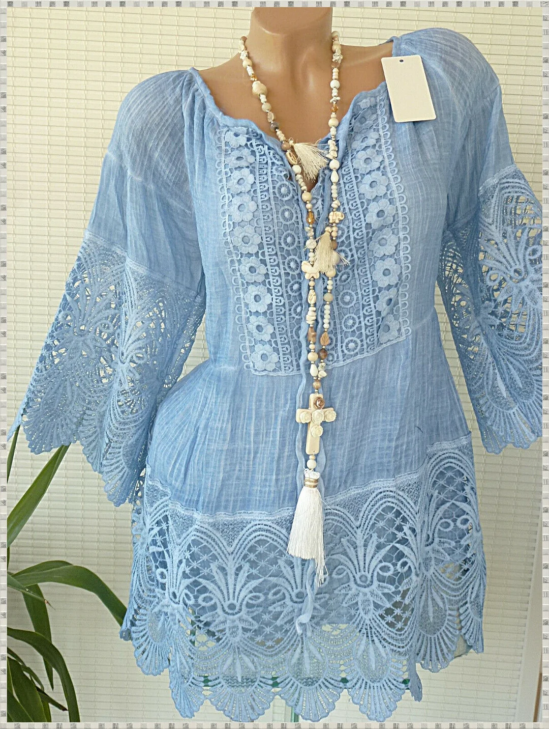 Women Half Sleeve V-neck Solid Color Dress