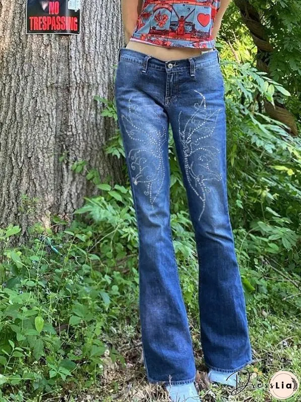 Low-rise Wide-leg Flared Jeans