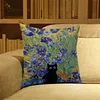 Van Gogh Iris Flower Cross Stitch Pillow Cover Kit 11CT Stamped 3-Strand Embroidery 45x45cm