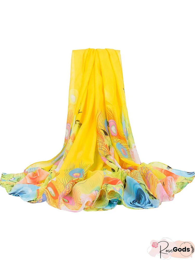 Women Butterfly Boho All Season Printing Silk-Blend Breathable Party Standard Regular Scarf