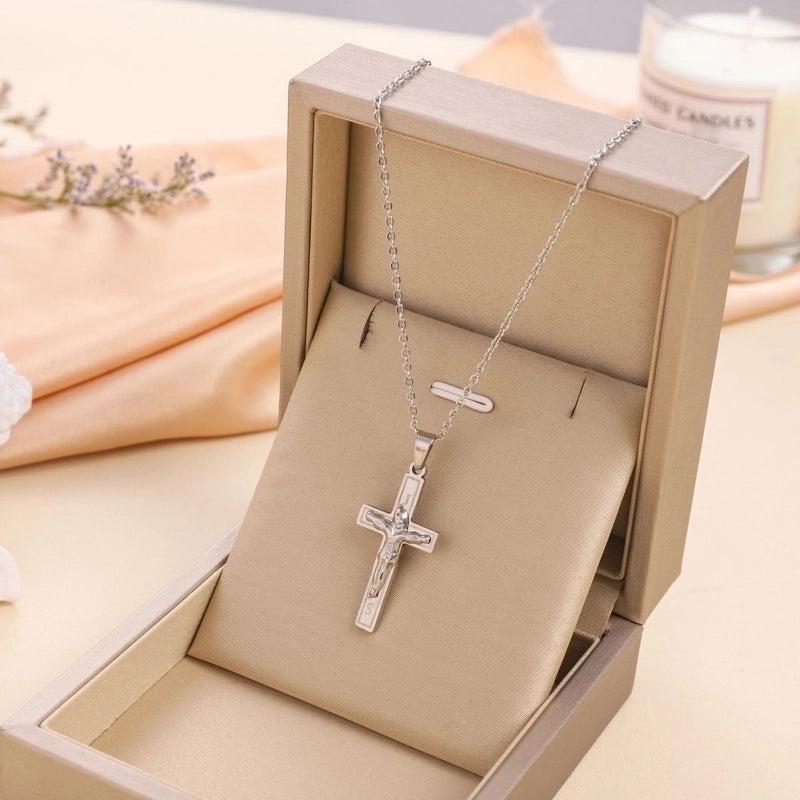 Titanium Steel Casual Minimalist Cross Plating Pendant Necklace