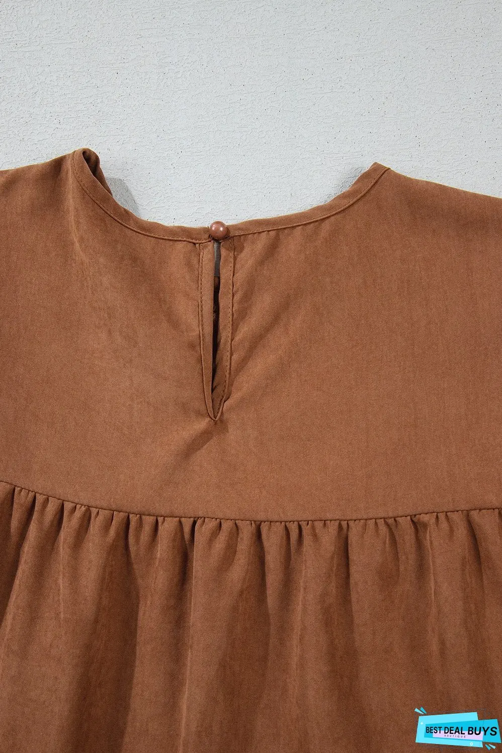 Chestnut Floral Lace Crochet Tiered Ruffled Mini Dress