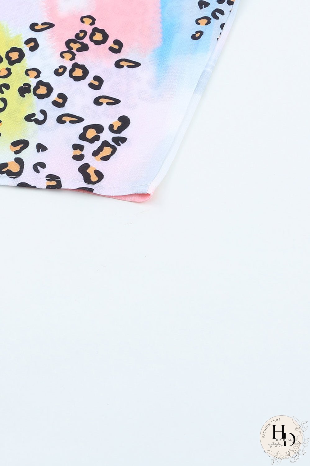 Whimsical Watercolor Animal Print V-Neck Blouse