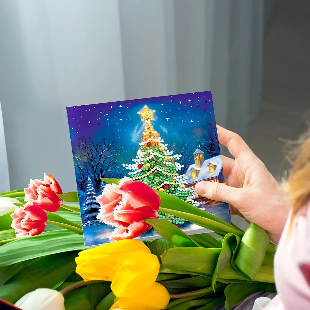 8Pcs Christmas Goblin DIY Diamond Painting Greeting Card Set with Envelopes Crystal Painting Art Greeting Cards for Beginner Adult Holiday Crafts Gifts