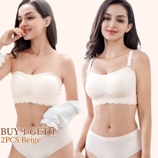 FBL&reg;Plus Size Strapless Invisible Push Up Bra(BUY 1 GET 1 FREE)Beige+Black