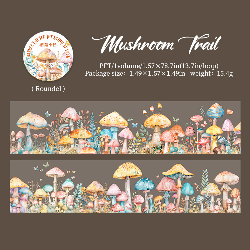 PET Tape - Harvest After The Rainy Season Series Vintage Flower Mushroom Landscape 