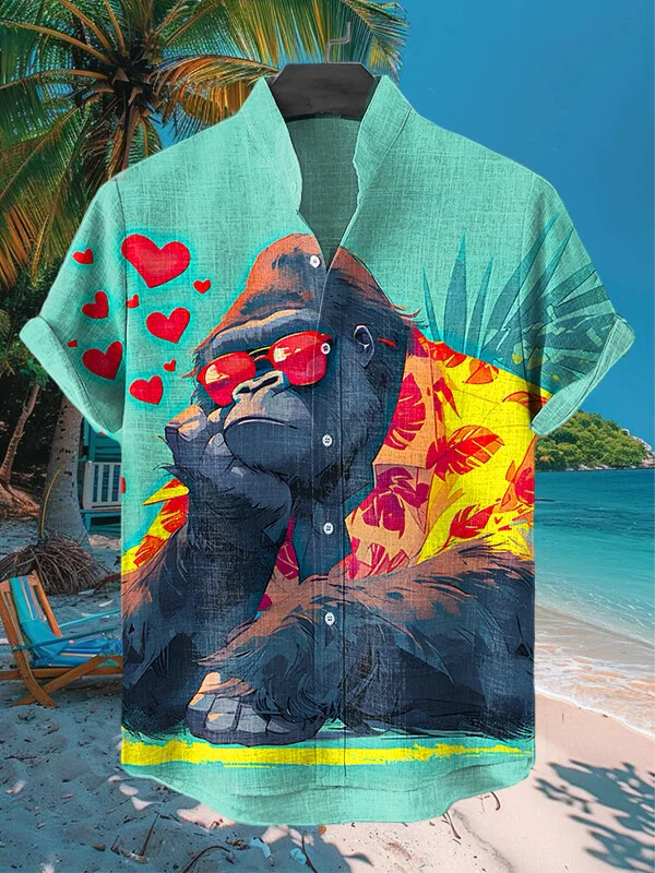 Men's Fun Orangutan Vacations Art Print Shirt
