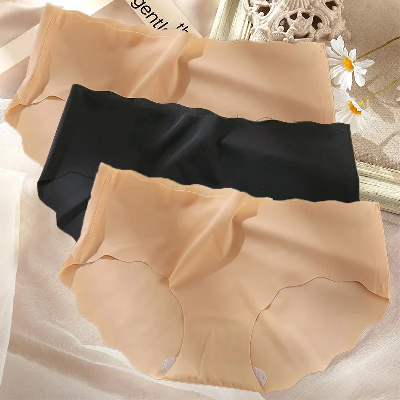 3PCS/Set Sexy Panties Women Seamless Underwear Female Briefs Underpants Invisible Intimates Lingerie One-Piece Low Waist Pantys