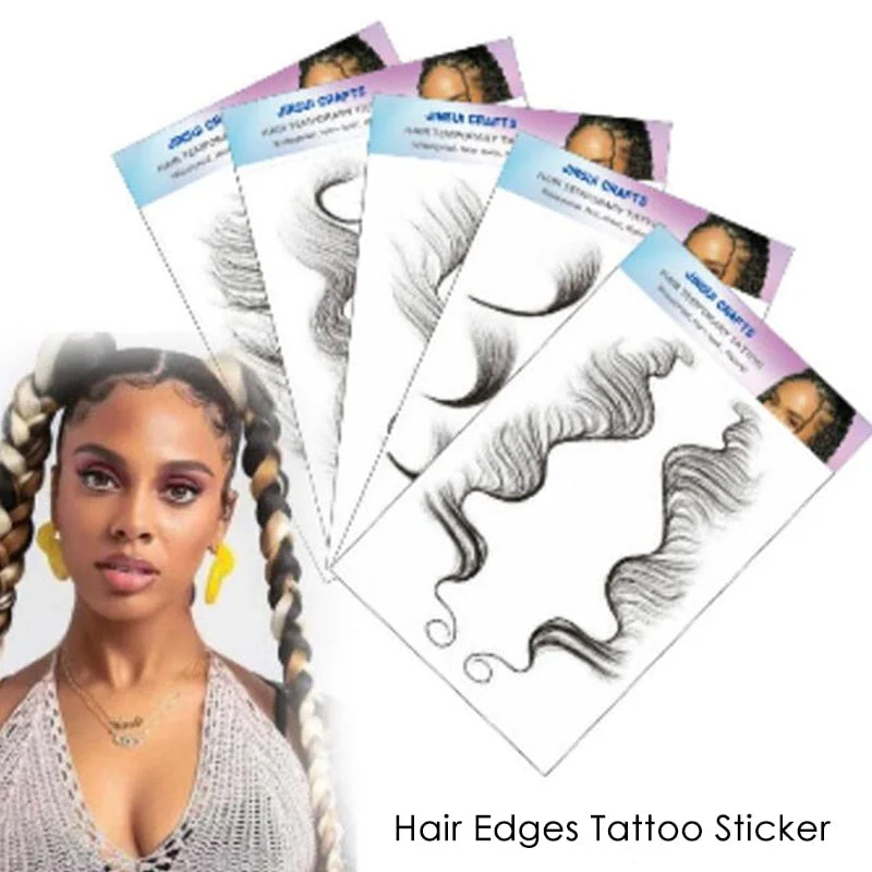 5 Styles Baby Hair Edge Tattoo Stickers Edges Curly Hair,Salon DIY Hairstyling Hair Tattooing Template Hair Lasting Makeup Tool