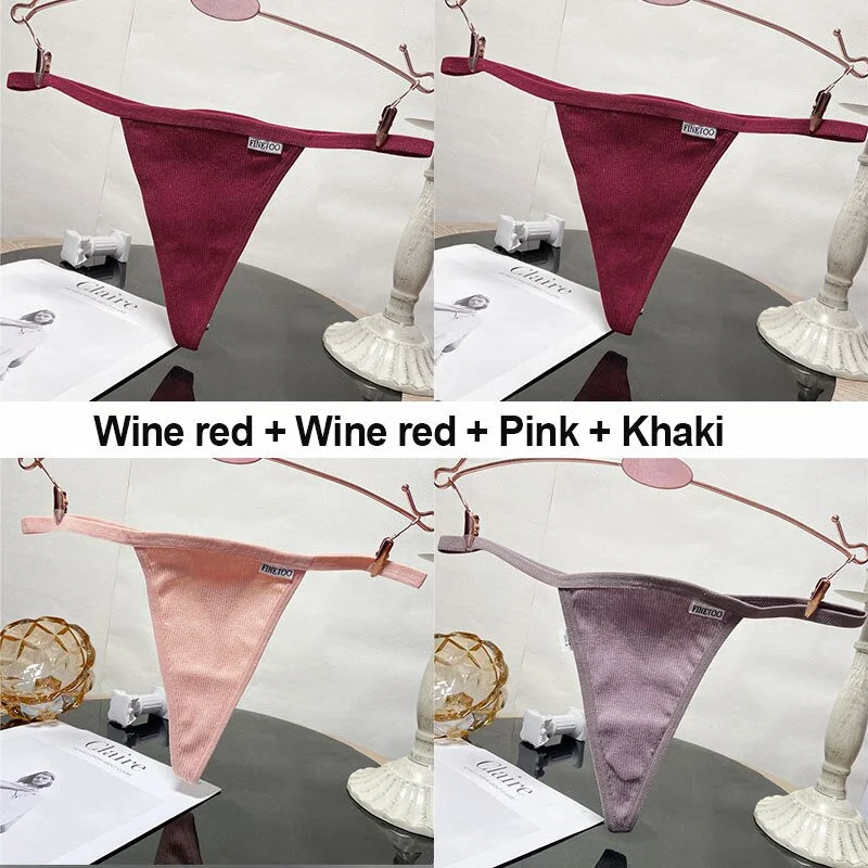 4PCS/Set Sexy G-String Women's Panties Cotton Underwear Lingerie for Female Underpants T-Back Panties Briefs Thong Intimates