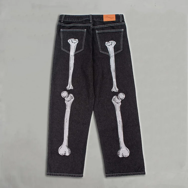 Men's Vintage Skull Graphic Loose Fit Jeans