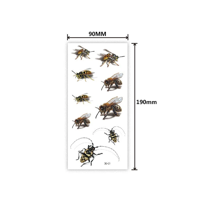 Waterproof 3D tattoo sticker Three-dimensional color printing tattoo sticker Butterfly flower animal color tattoo sticker