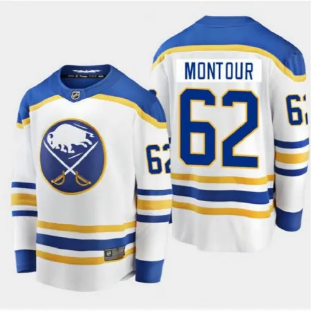 Men's Buffalo Sabres #62 Brandon Montour White Away  Player 2020-21 Jersey