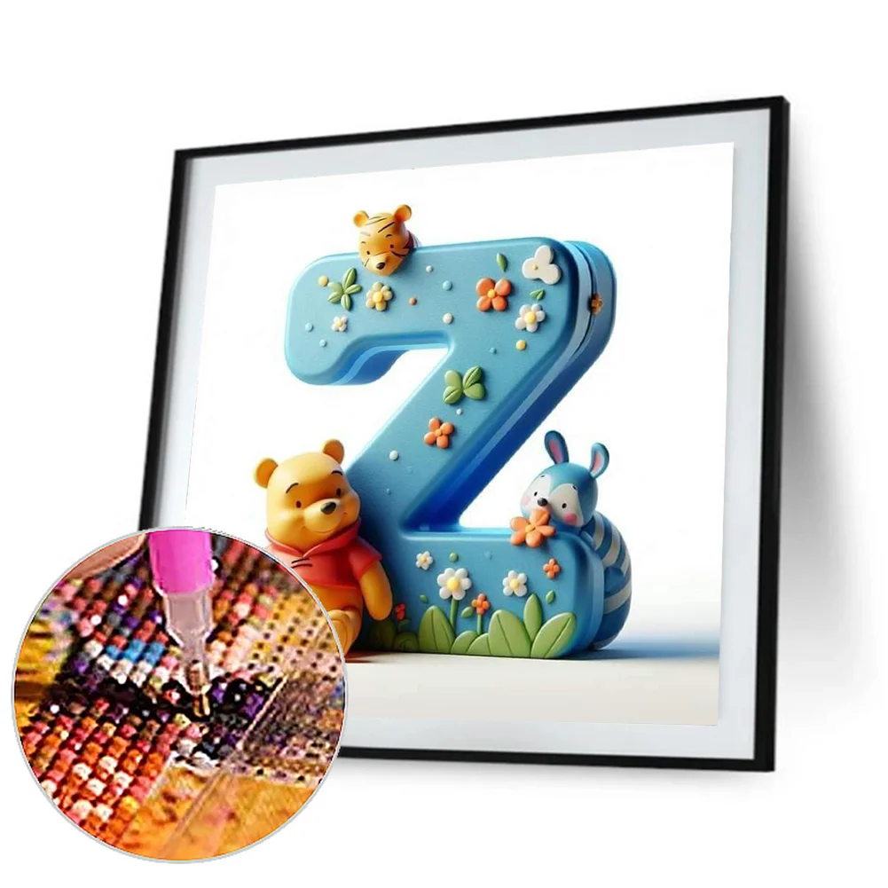 Full Round Diamond Painting 30*30cm - Winnie The Pooh'S 26 Letters Z