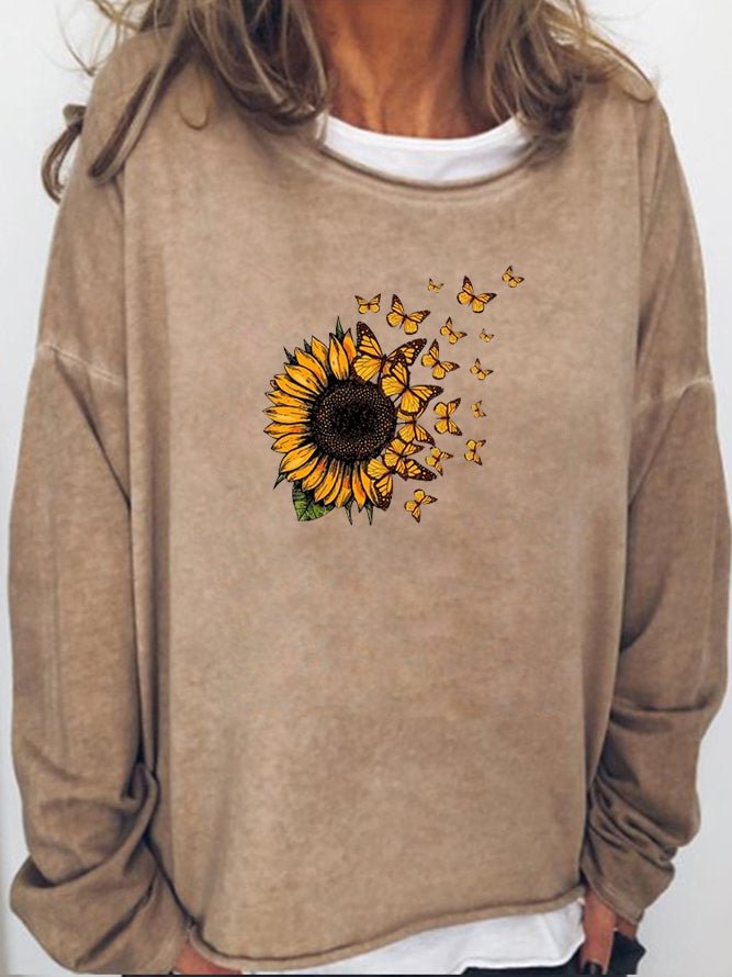 Long Sleeve Crew Neck Sunflower Sweatshirt