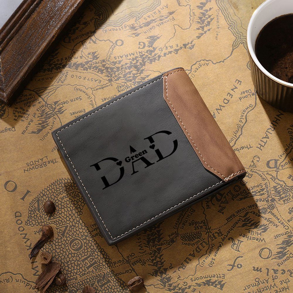 1 Name - Personalised Dad Billfold Wallet Custom Name & Photo & Text Leather Wallet Father's Day Gifts-Jessemade AU