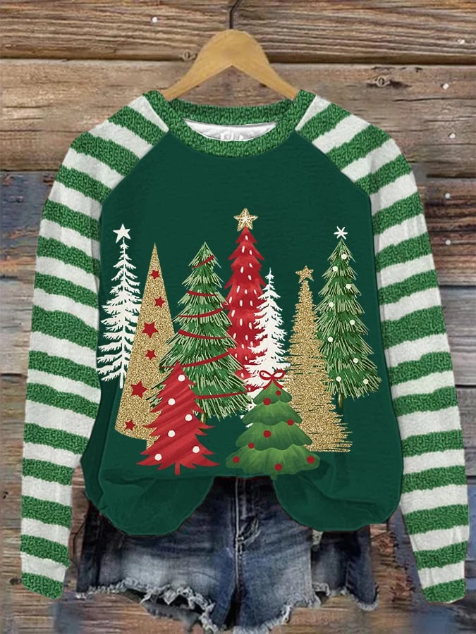 Women's Christmas Tree Print Sweatshirt