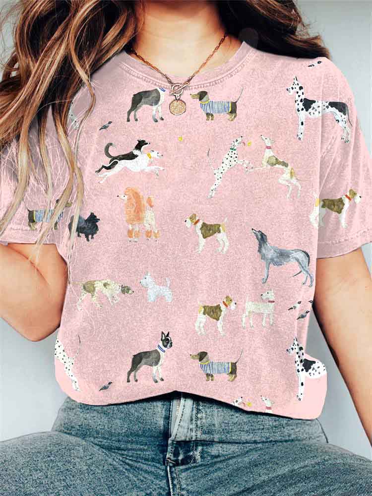 Cute Dogs Art Print Vintage T-Shirt