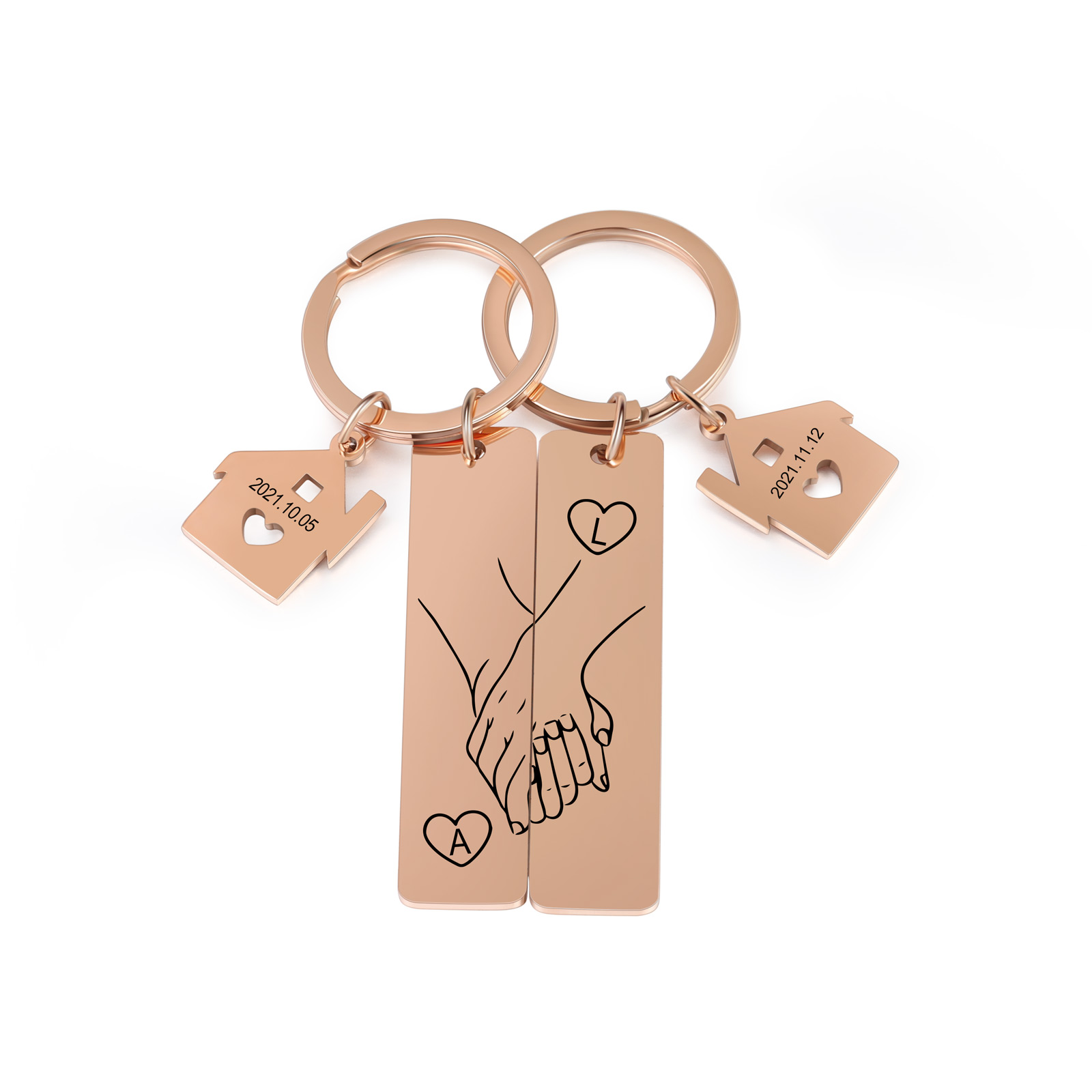 To My Man/My Love Keychain Holding Hands Couple Keychain Set Personalised Date Initial Keyring Matching Couple Gifts-Jessemade AU