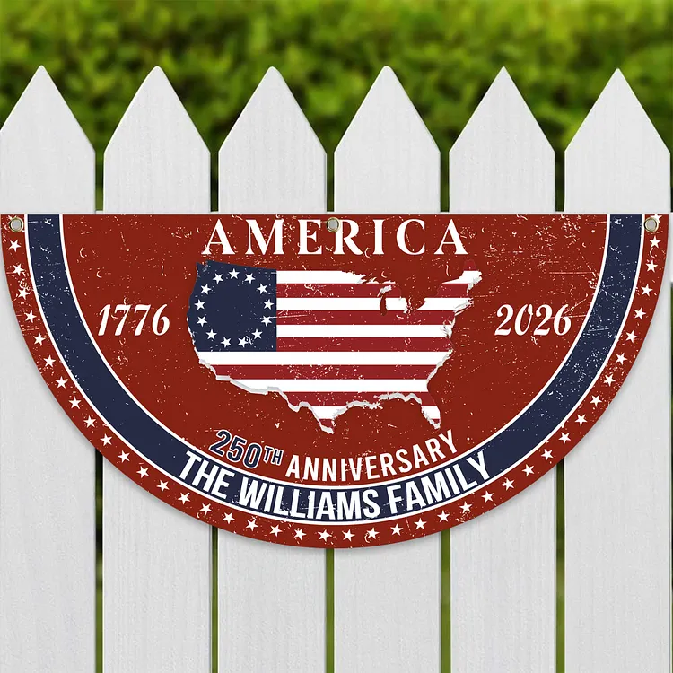 Personalized 250 Years of Freedom America Flag Personalized Family Name America 250th Anniversary Non-Pleated Fan Flag