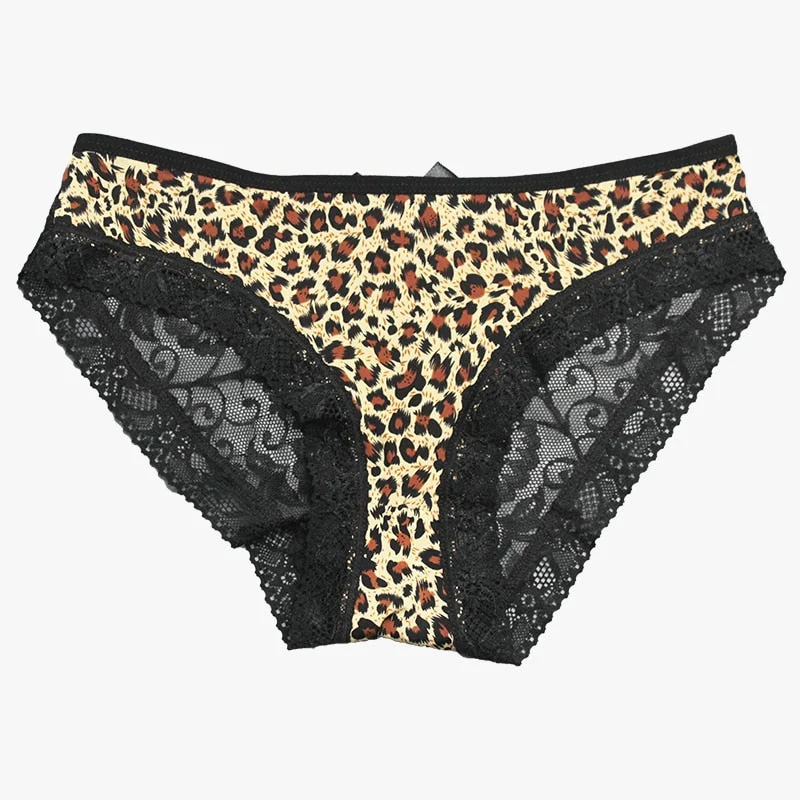Leopard Panties For Ladies Print Sexy Lace  Women's Underwear Underpants Middle Low Waist One-Piece Women's Sexy Lingerie Briefs