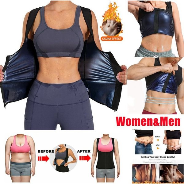 Women Men Zipper Sweat Sauna Vest Sweat Tank Top Sleeveless Slimming Shirt Workout Shapewear Body Shaper Weight Loss Waist Trainer - Shop Trendy Women's Fashion | TeeYours